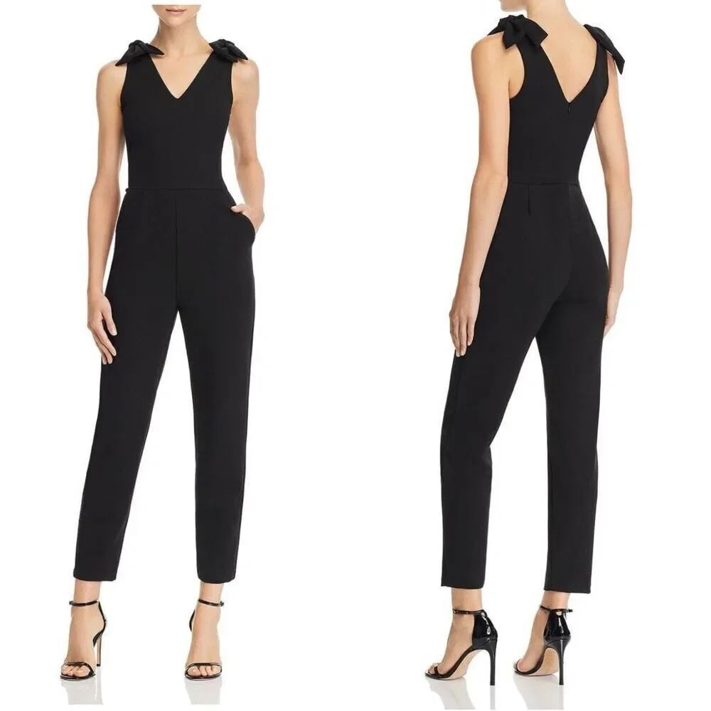 NWT Aqua Women’s Black Sleeveless Bow Detail Jumpsuit $120 L